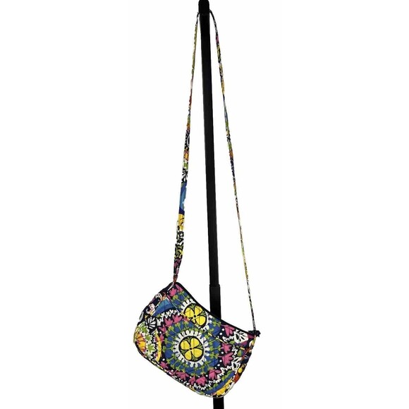 Vera Bradley Bag Rio Carryall Crossbody Quilted Purse Yellow Green Floral Zipper - Picture 4 of 7